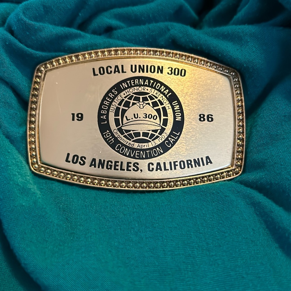 Laborers' Local Union 300 Los Angeles California 1986 Vintage Rare Belt Buckle